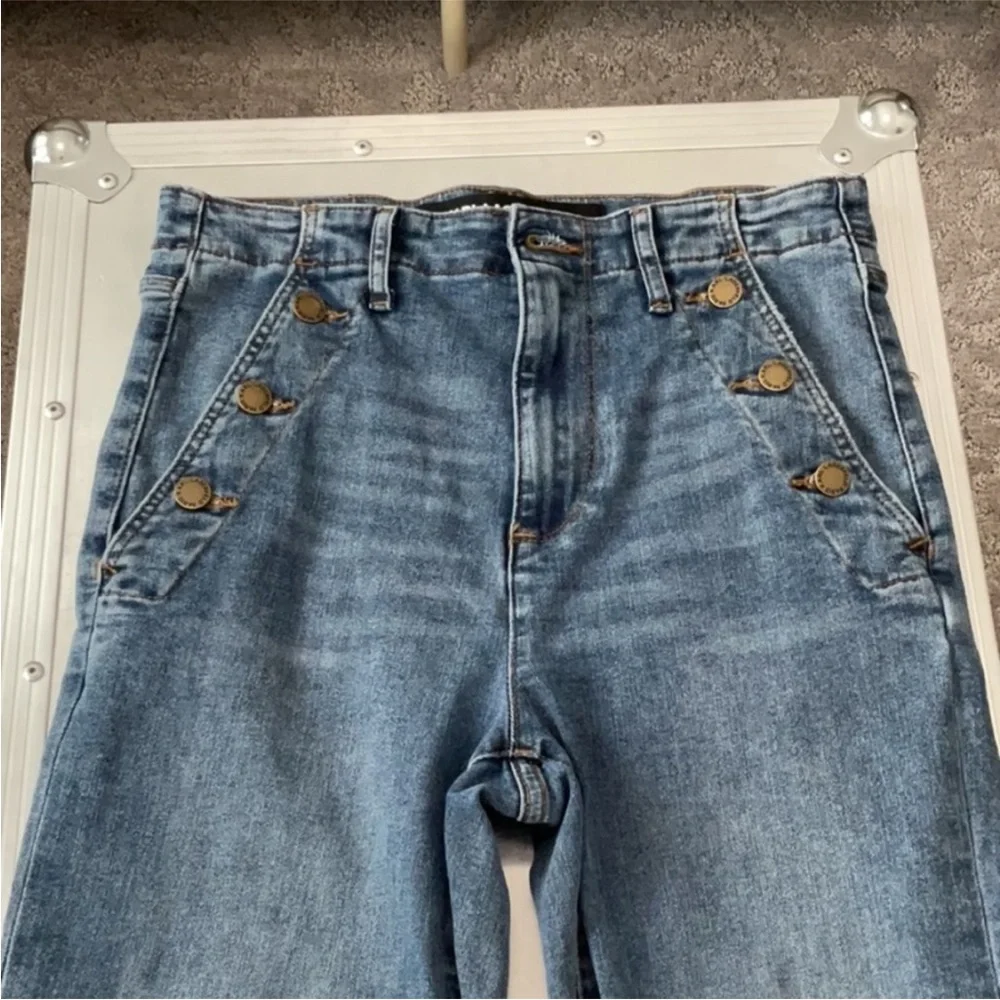Karl Lagerfeld Blue Denim Jeans with Button Detail - Picture 2 of 6
